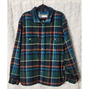 Old Navy Womens Plaid Wool Shacket Size XXL Green Blue Red Outdoor Country Layer